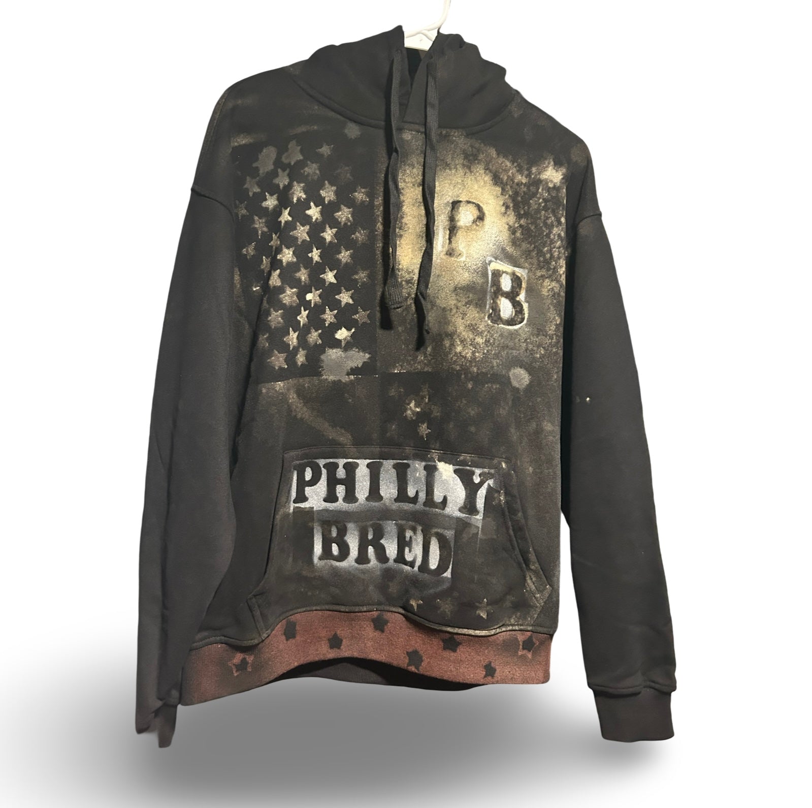 PB distressed star hoodie